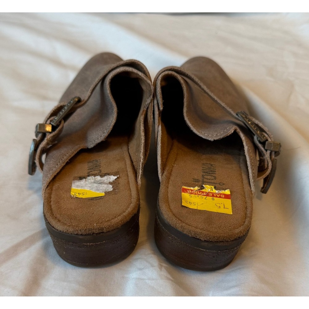 Minnetonka Women's Sz 7.5 Billie Brown Leather Closed Toe Low Heel Western Mules - Picture 7 of 9